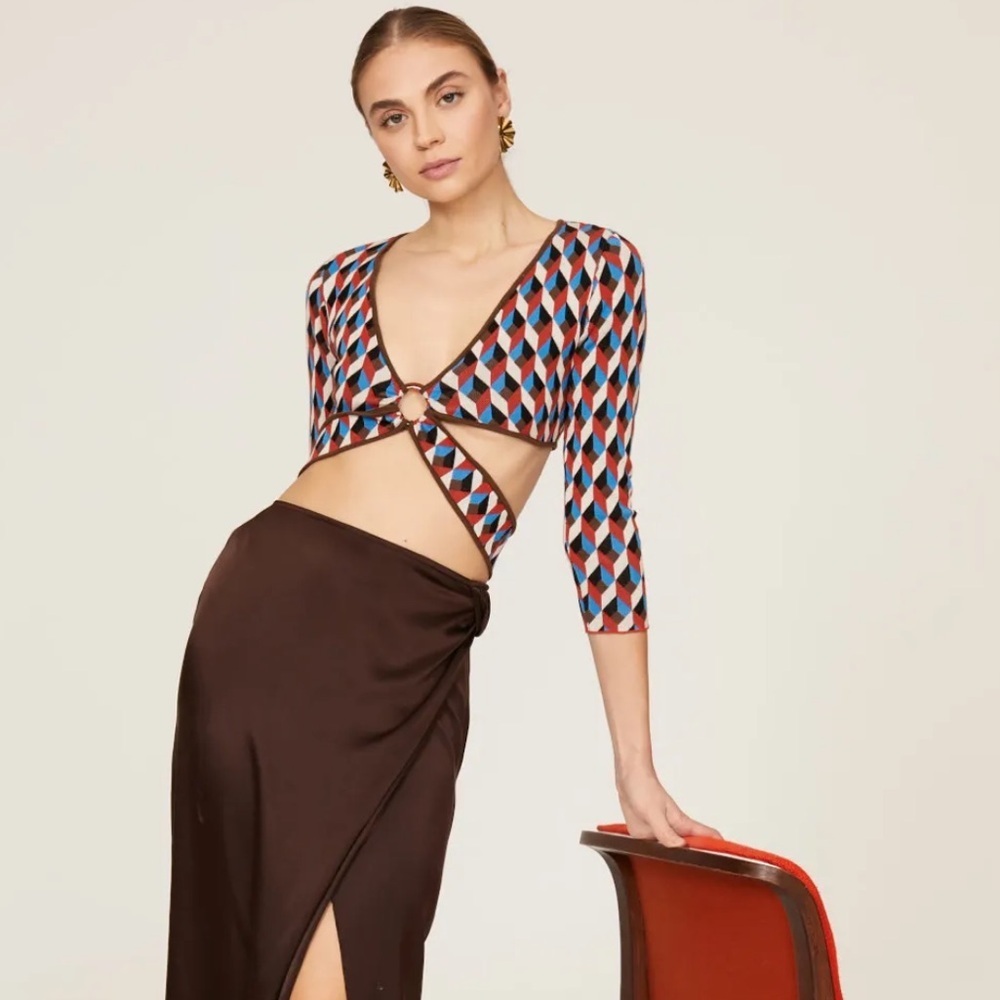Ronny Kobo Geometric Knit Crop Top - Picture 4 of 10